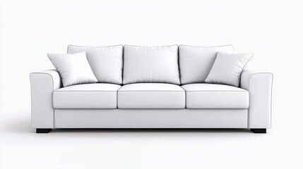 Modern white sofa with plush cushions, perfect for any living space.