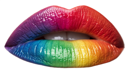 Rainbow Lips isolated png.