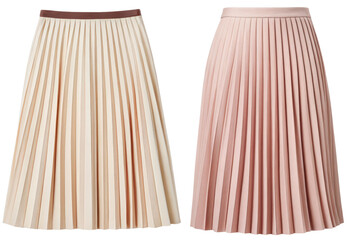 Beige and pink pleated skirts isolated with transparent background