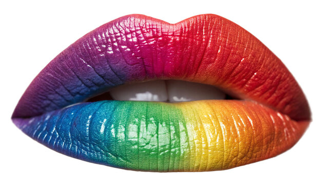 Rainbow Lips isolated png. - Powered by Adobe