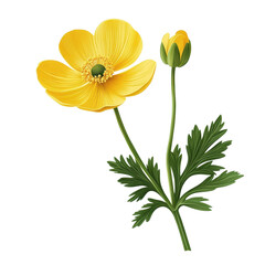 illustration of a Buttercup flower- isolated on a white background- Buttercup .