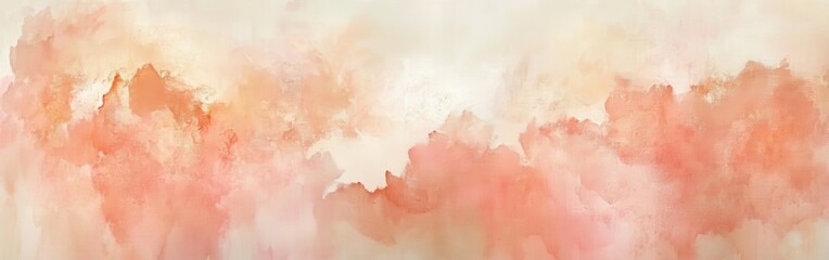 Exquisite blend of subtle pencil strokes and soft coral washes creating a calming abstract landscape