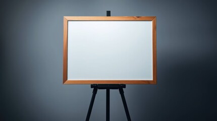 a wooden frame on a wooden easel, ready for art. The scene exudes a sense of artistic potential, with the neutral palette inviting creativity
