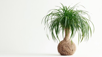 Obraz premium Beaucarnea recurvata in pot against white background, home decor.