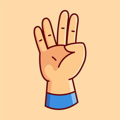 Obraz premium Vulcan Salute Hand Gesture Vector Illustration Icon. Flat Cartoon Style