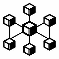 Blockchain Network Silhouette Vector Art