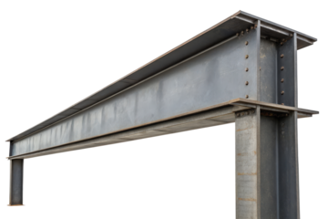 Large steel industrial beam isolated with transparent background