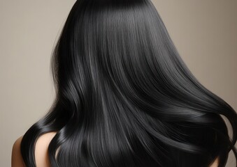 Fototapeta premium Beautiful Black Hair Woman Back View