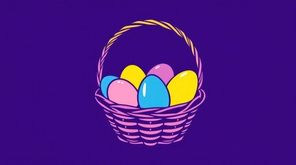 Fototapeta premium Vibrant Easter Basket Filled with Colorful Eggs Ready for Celebration Wallpaper Background