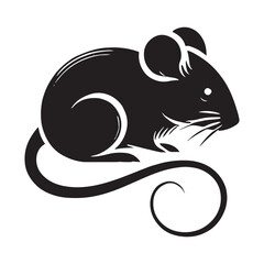 Minimalistic mouse silhouette for modern digital art - Mouse black vector
