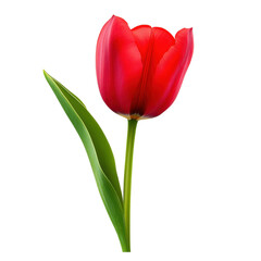 Beautiful red tulip flower Clipart- isolated on a white background- tulip .