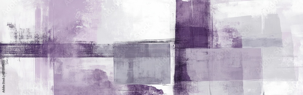 Aufkleber Intricate blend of minimalist pencil strokes and washes with fragmented patterns in a harmonious display of soft purples
