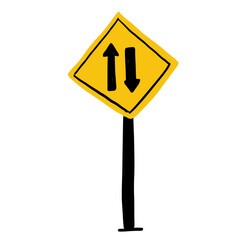 yellow orange road sign doodle hand drawn illustration digital sticker png transparent cutout clipart