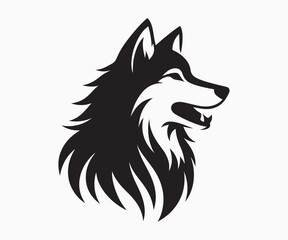 minimalist silhouette of a wolf in black and white