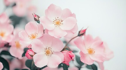 Fototapeta premium Pink roses blossom close-up, soft background, floral spring wallpaper.