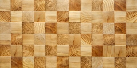 A seamless light wooden butcher block texture with soft grain patterns arranged in a classic square layout, ideal for architectural and design backgrounds.