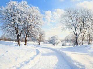 Serene winter meditation in a snowy landscape peaceful nature scene snow-covered trees gentle snowfall tranquil environment a sense of calm