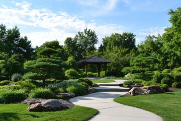 Nature meditation event in an arboretum exploring diverse tree species with educational signs along peaceful walking trails