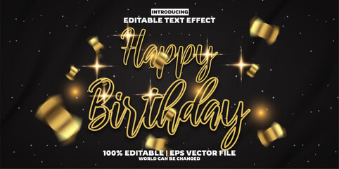 Happy Birthday golden editable text effect in modern trend style © Dhm