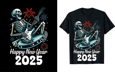 New year Vector t shirt design, vector illustration, New year design, silhouette style.
