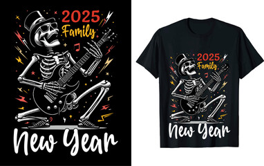 New year Vector t shirt design, vector illustration, New year design, silhouette style.
