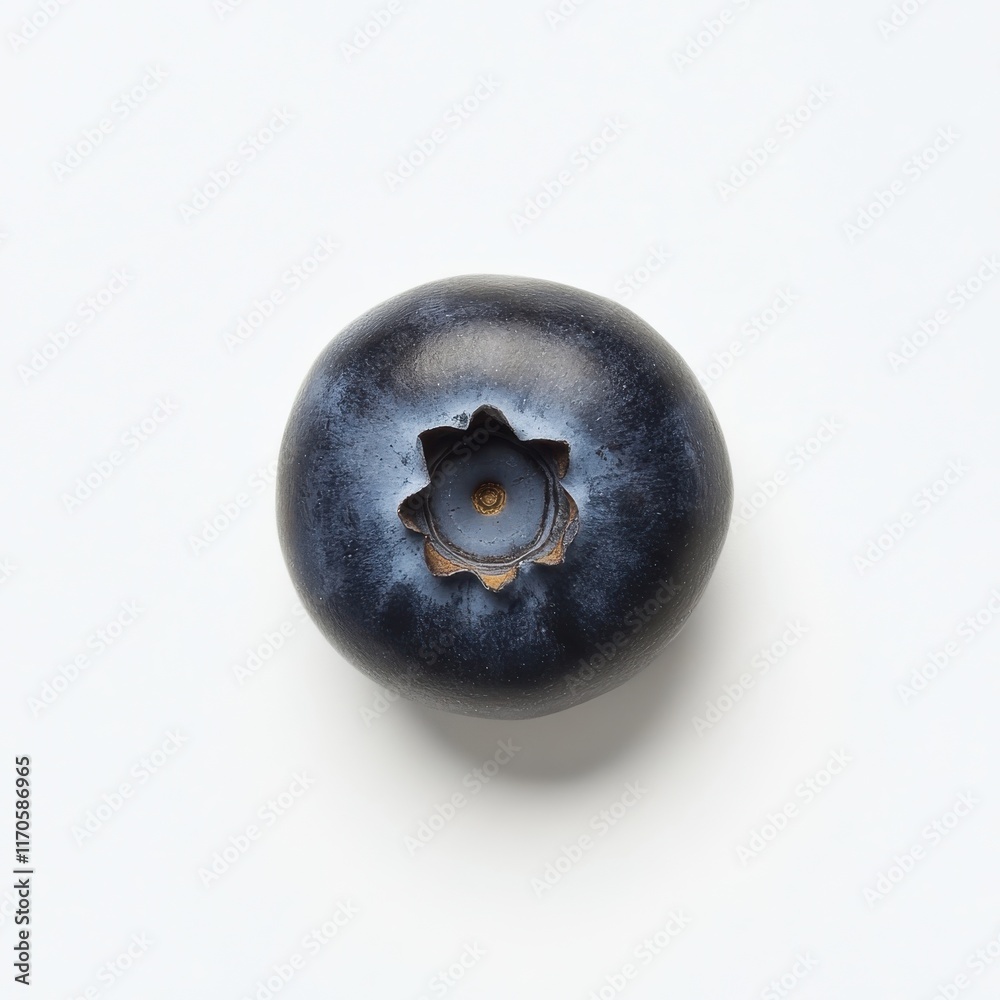 Poster ripe blueberry with smooth surface resting on light background in bright lighting