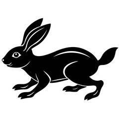 Cute Silhouette of a bunny line art vector cartoon illustration