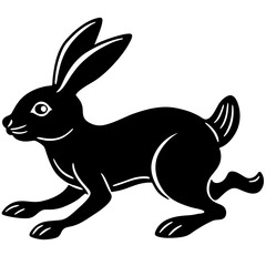 Cute Silhouette of a bunny line art vector cartoon illustration