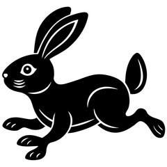 Cute Silhouette of a bunny line art vector cartoon illustration