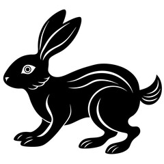 Cute Silhouette of a bunny line art vector cartoon illustration