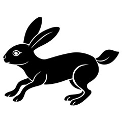 Cute Silhouette of a bunny line art vector cartoon illustration