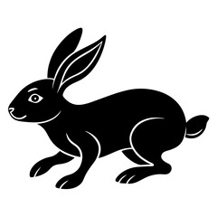 Cute Silhouette of a bunny line art vector cartoon illustration