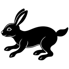 Cute Silhouette of a bunny line art vector cartoon illustration