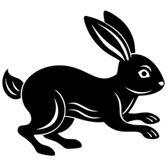 Cute Silhouette of a bunny line art vector cartoon illustration