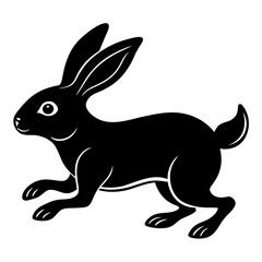 Cute Silhouette of a bunny line art vector cartoon illustration