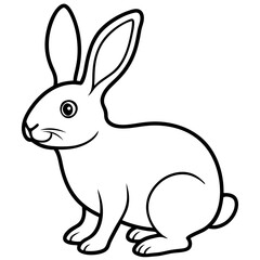 Cute Silhouette of a bunny line art vector cartoon illustration