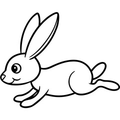 Cute Silhouette of a bunny line art vector cartoon illustration