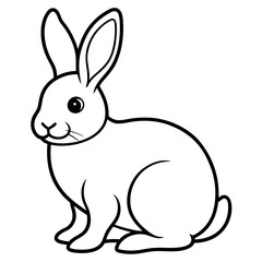 Cute Silhouette of a bunny line art vector cartoon illustration