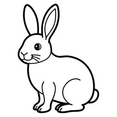 Cute Silhouette of a bunny line art vector cartoon illustration