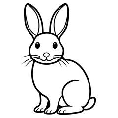 Cute Silhouette of a Bunny line art vector cartoon illustration