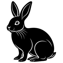 Cute Silhouette of a Bunny line art vector cartoon illustration