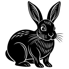 Cute Silhouette of a Bunny line art vector cartoon illustration