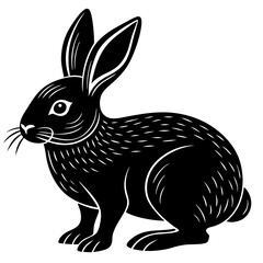 Cute Silhouette of a Bunny line art vector cartoon illustration