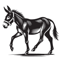 Mule silhouette for creative print and digital designs - Mule black vector

