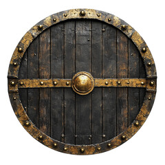 Fototapeta premium isolated round medieval vikings wooden shield