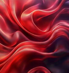 Obraz premium Flying Red Silk Fabric Abstract Digital Background, Generative AI
