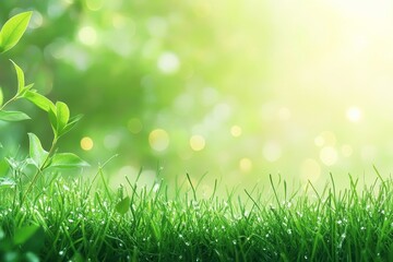 Lush Green Grass Abstract Background with Soft Lighting, Generative AI