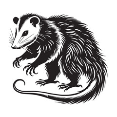 Simplified opossum silhouette for creative purposes - Opossum illustration - minimallest opossum vector

