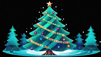 Beautifully Decorated Christmas Tree on Transparent Background Perfect for Holiday Projects, Invitations, and Festive Designs to Add a Touch of Cheer and Joy to Your Celebrations