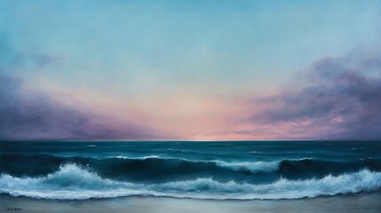 Obraz premium minimalistic beach horizon gentle waves clear sky